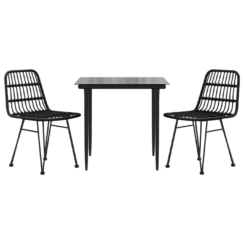 Vidaxl 3-delige tuinset poly rattan zwart