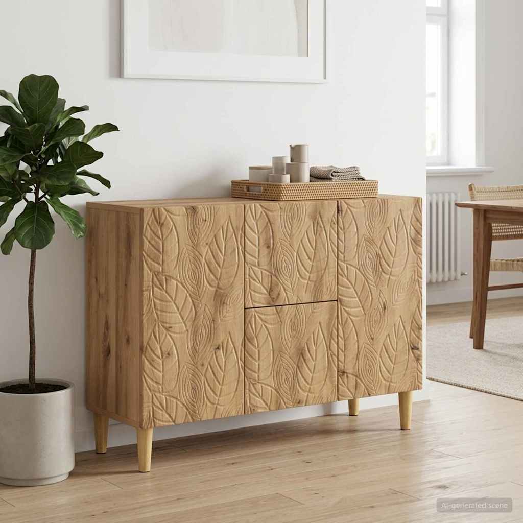 Vidaxl dressoir artisanaal eiken 89 x 34,5 x 60 cm bewerkt hout