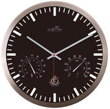 Zegar ścienny Nextime ne-90513zw + stacja pogodowa 25cm czarne aluminium RC
