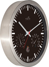Zegar ścienny Nextime ne-90513zw + stacja pogodowa 25cm czarne aluminium RC