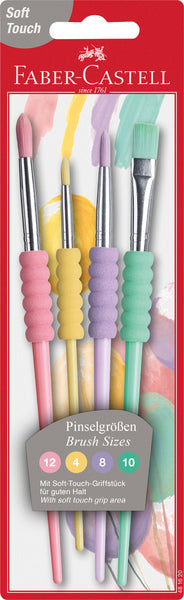 Zestaw pędzli Faber Castell FC-481620 soft touch 4 sztuki w pastelowych kolorach