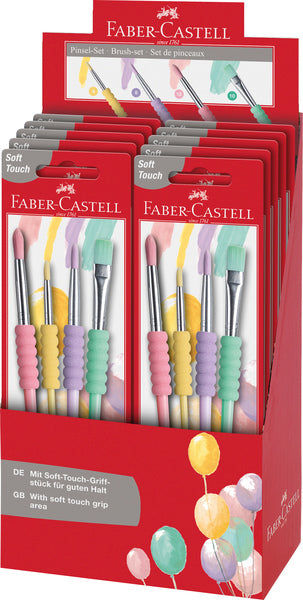 Zestaw pędzli Faber Castell FC-481620 soft touch 4 sztuki w pastelowych kolorach
