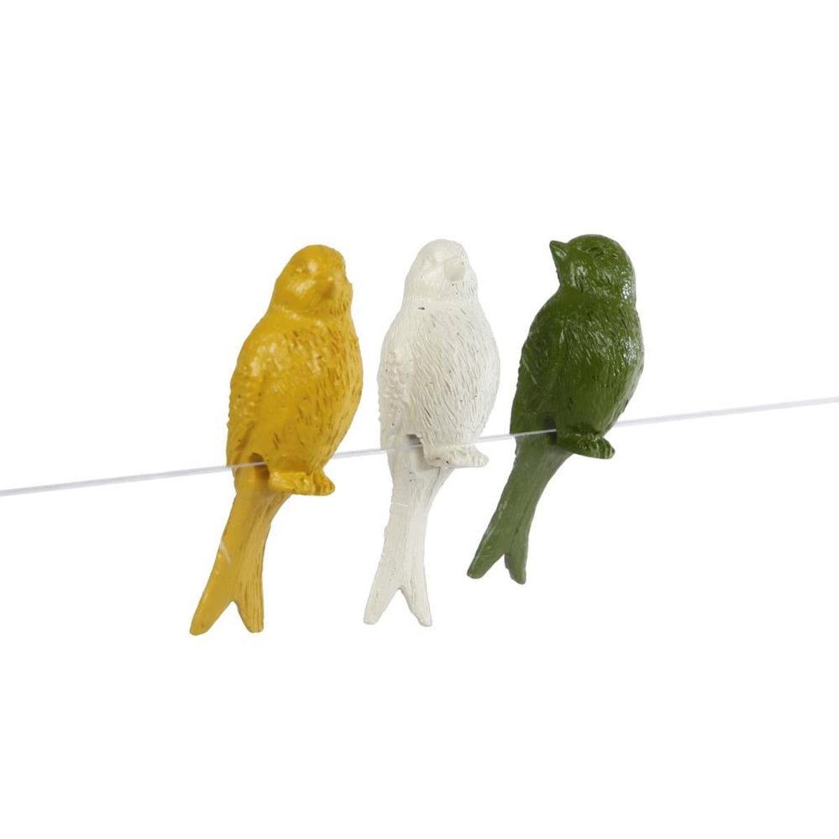 Cozydecor statua siedzącego ptaka do oświetlenia nastrojowego biały zielony żółty poliston 4x3x7cm