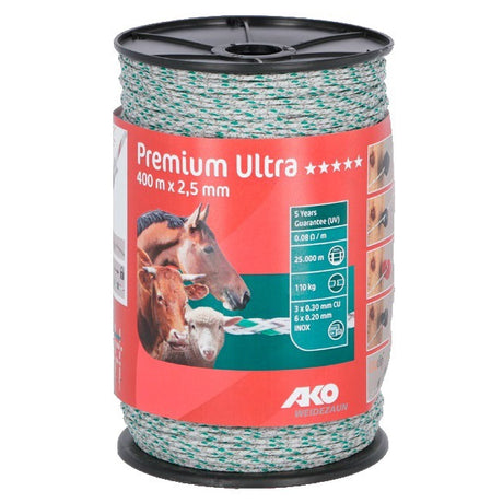 Produkty Ako premium ultra ogrodzenie elektryczne biało-zielone 2 5mm 400m