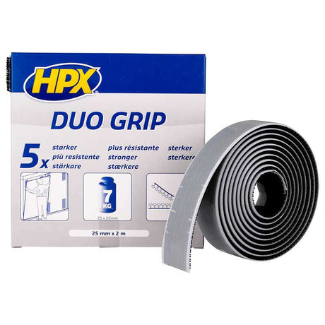 Taśma zatrzaskowa Hpx Duo Grip, czarna, 25 mm x 2 m