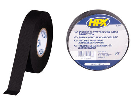 Produkty Hpx Taśma zabezpieczająca kable lniana czarna 19 mm 25 mtr