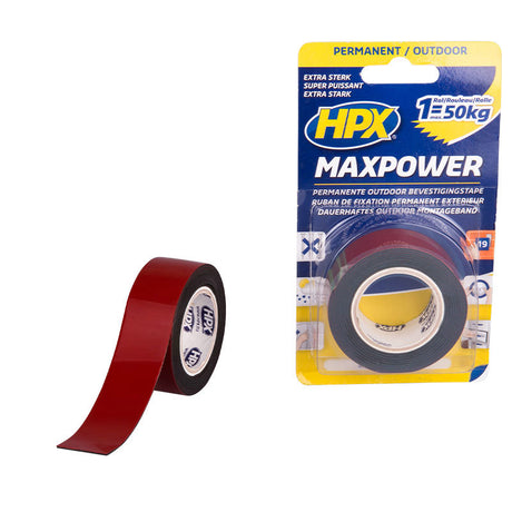 Hpx Products dwustronna taśma klejąca maxpower outdoor czarna 25mm x 15m