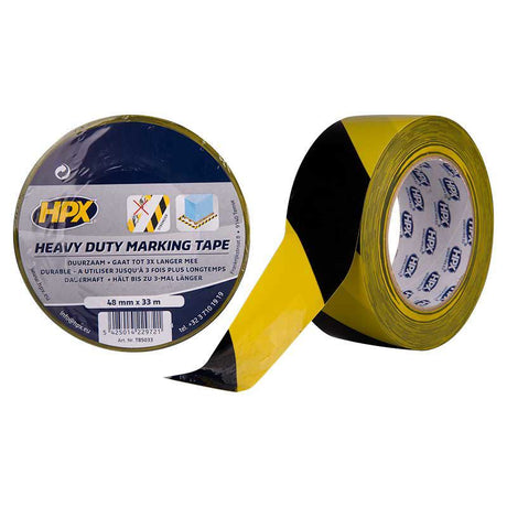 Hpx Products Samoprzylepna taśma barierowa o dużej wytrzymałości, żółto-czarna, 48 mm x 33 m