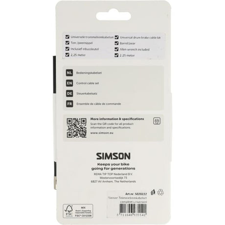Zestaw linek hamulca bębnowego Simson, kompletny, uniwersalny, ze stali nierdzewnej w kolorze czarnym