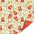 Kassaplan coated cadeaupapier dubbelzijdig 50cm 100m mijter pret wit rood