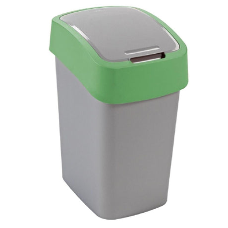 Kosz na śmieci Curver Pacific z klapką, 45 l, srebrno-zielony plastik