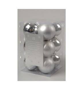 Decoris Bombki świąteczne plastikowe 6cm Świąteczne srebrne