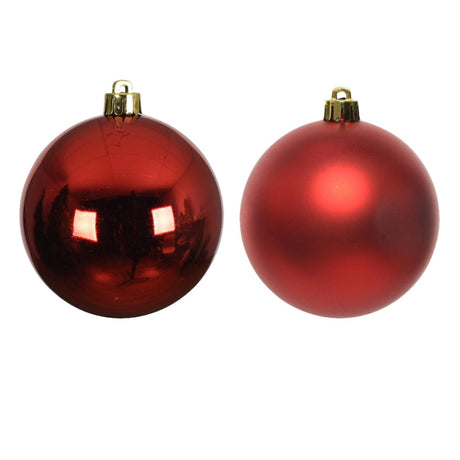 Decoris Bombki świąteczne z tworzywa sztucznego w połysku Świąteczne czerwone śr.4 cm 12 szt