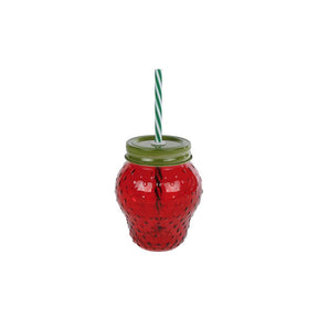 Szklanka do picia truskawka ze słomką 10,5x10,5x12,5cm truskawka