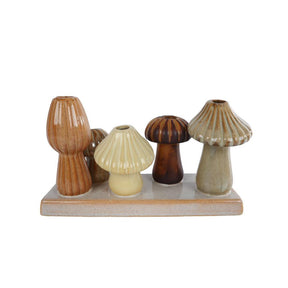 Wazon grzybowy kremowo-brązowo-beżowy 19x7cm