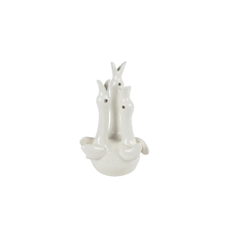 Wazon trzy łabędzie w kolorze złamanej bieli, ceramiczny 15,5x13x27,5cm