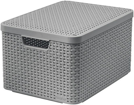 Rattanowe pudełko Curver style l - kosz do przechowywania - 30l jasnoszary