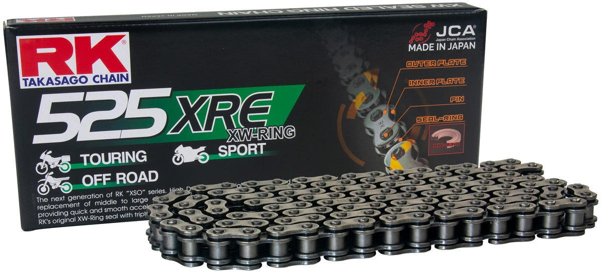 Łańcuchy Rk 525 xre 116 n szare otwarte