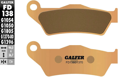 Klocki hamulcowe Galfer fd138 Klocki hamulcowe fd138 g1370 ze spiekanego metalu