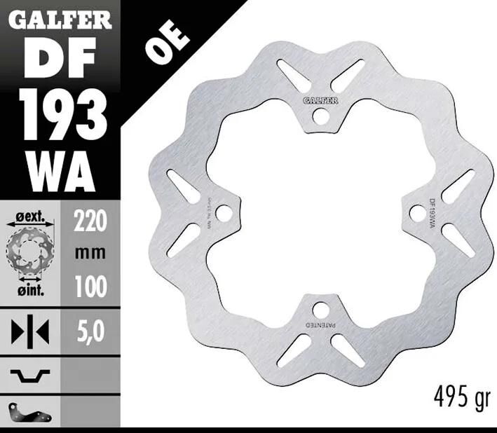 Tarcza hamulcowa Galfer df193, tarcza hamulcowa typu df193 była sztywna