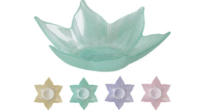 Schaal glas flower d22 h6cm 4 assortie kleuren