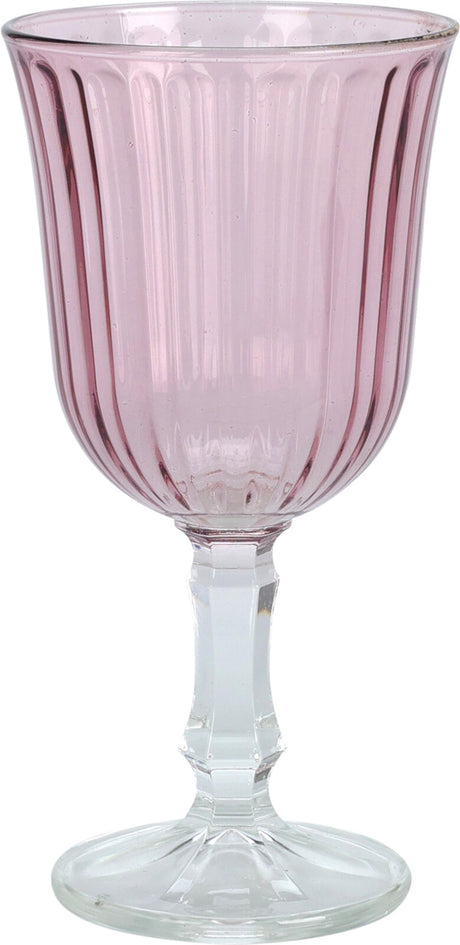 Kieliszki do wina różowe prążkowane, pojemność 240 ml, pudełko zawierające 6 kieliszków