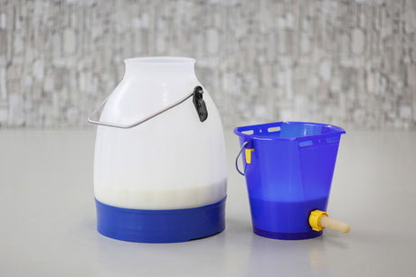 Produkty Wiadro na cielę plastikowe spłaszczone, gołe, niebieskie, przezroczyste