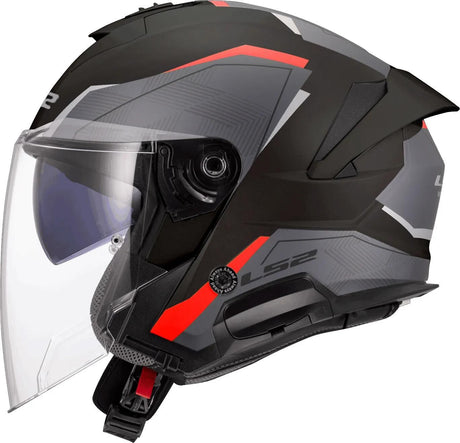 Kask Ls2 jet of618 verso ii air kaski of618 verso i air czarny czerwony gr. m