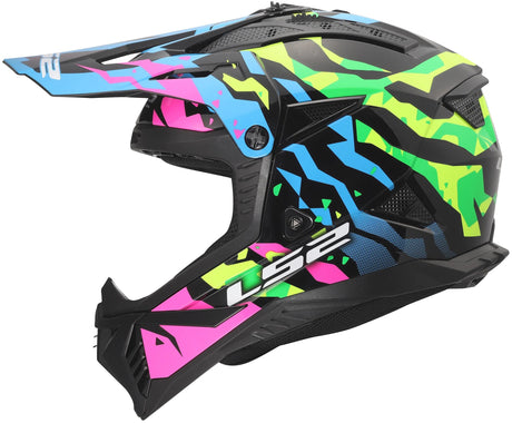 Kask motocrossowy Ls2 mx708 szybki ii grotesk kask mx708 szybki ii groteskowy bl różowy zielony s