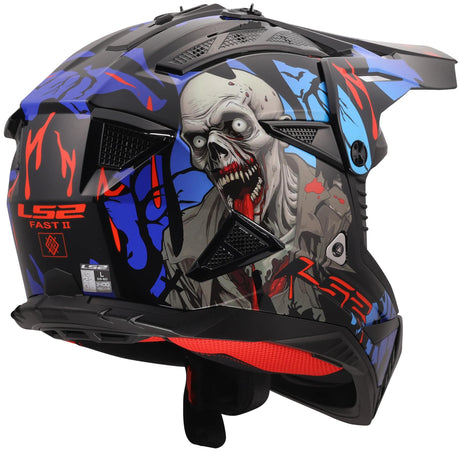 Kask motocrossowy Ls2 mx708 fast ii zombie kask mx708 fast ii zombie czarny czerwony niebieski gr.