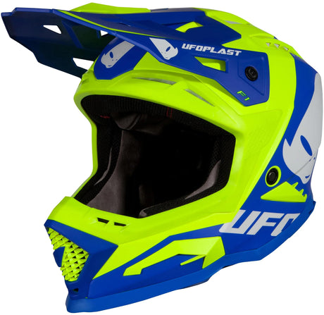 Kask motocrossowy Ufo z tworzywa sztucznego echus kask echus xxl niebieski żółty. Matt