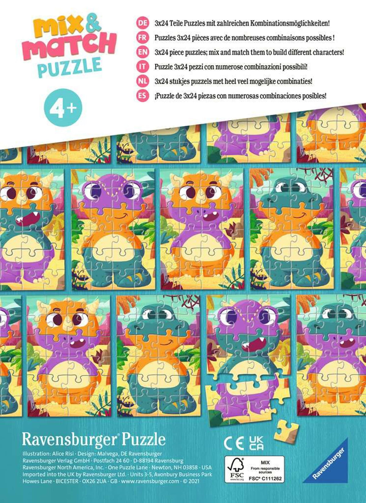 Puzzle Ravensburger Mix Match Dinos 24s