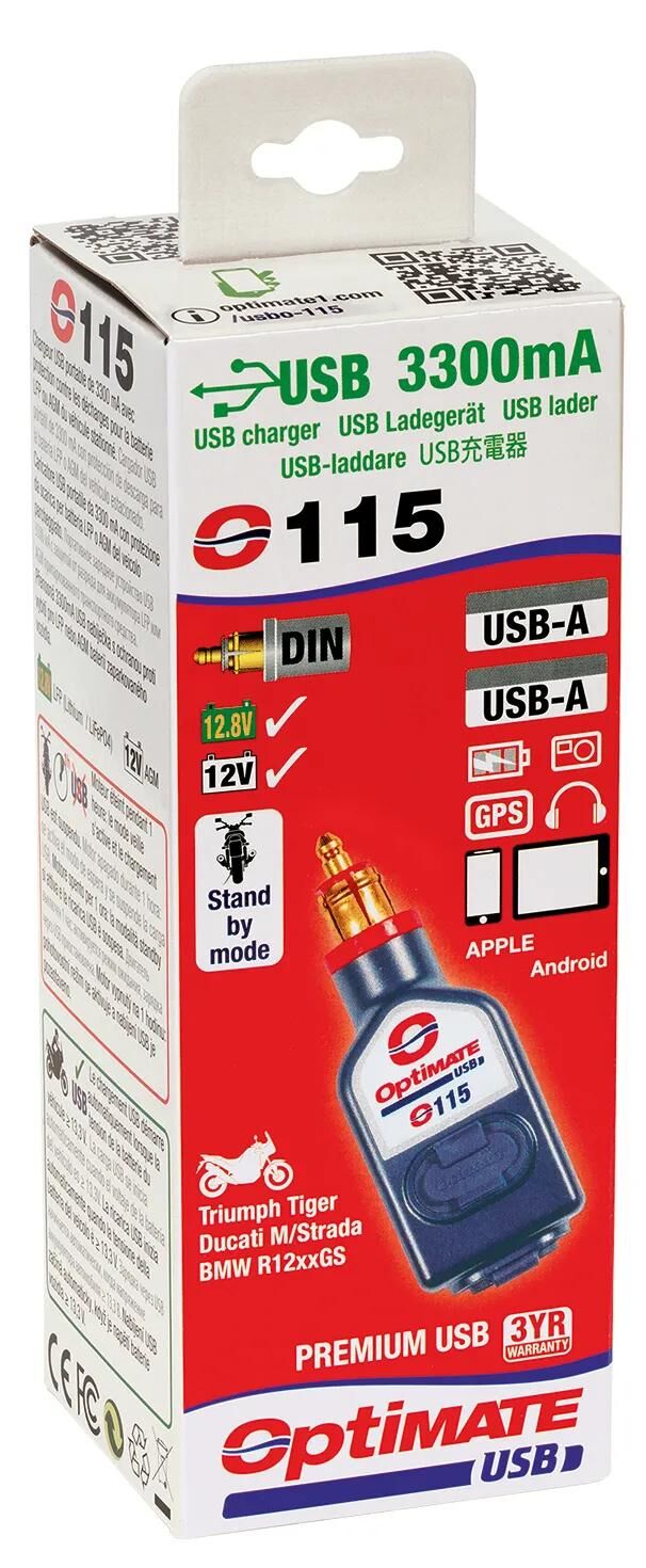 Tecmate Adapter USB Ładowarka USB Optimate z wtyczką DIN