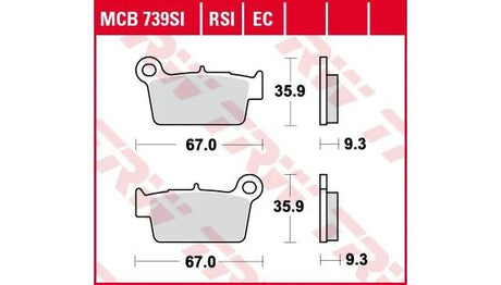 Klocki hamulcowe TRW MCB 739 organy. mcb 739 we