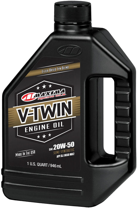 Oleje wyścigowe Maxima olej silnikowy v-twin mieszanka syntetyczna oleju silnikowego maxima v-twin w pełni syntetyczny. 20w-50 946ml