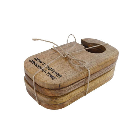 Cosydecor zestaw podkładek czas picia naturalny 4-częściowy mango 16x8,5x0,8cm