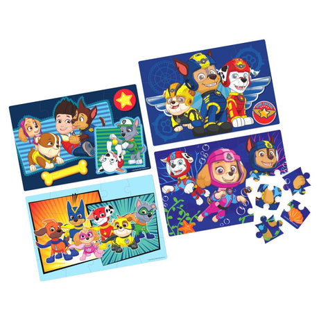 Pudełko na buty Psi Patrol 4 drewniane puzzle 12-16-20-24 elementów
