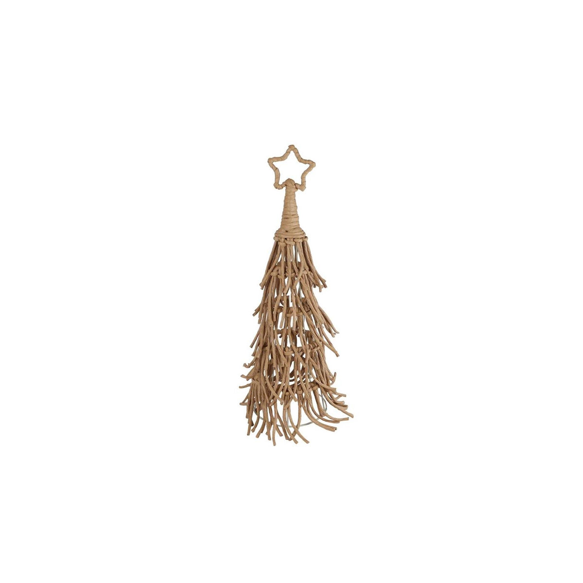 Kerstboom met ster beige touw metaal 20x20x71cm