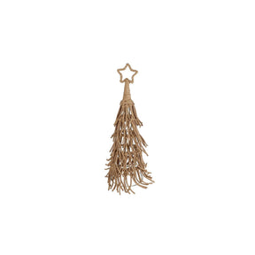 Kerstboom met ster beige touw metaal 20x20x71cm