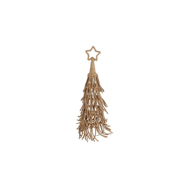 Kerstboom met ster beige touw metaal 20x20x71cm
