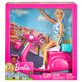 Lalka Barbie ze hulajnogą