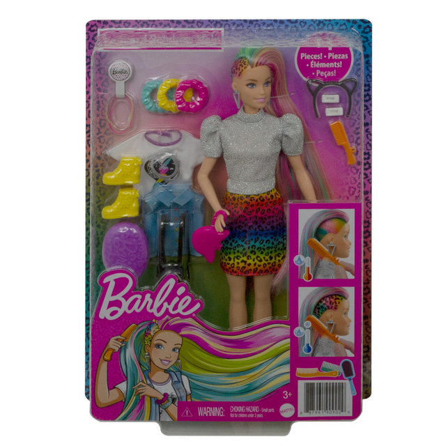 Barbie leopard regenbooghaar