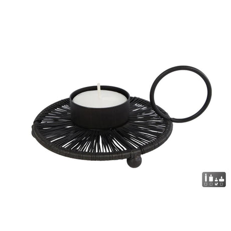 Cosydecor świecznik na tealighty druciany czarny metalowy 14x11x4cm (bez podgrzewacza)