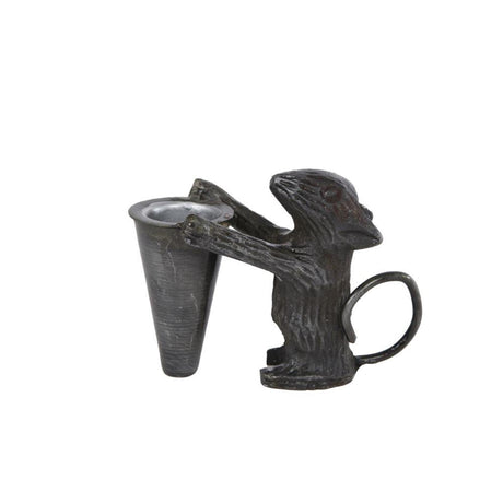 Świecznik myszkowy metalowy 9,5x4,5x7cm antyczny szary