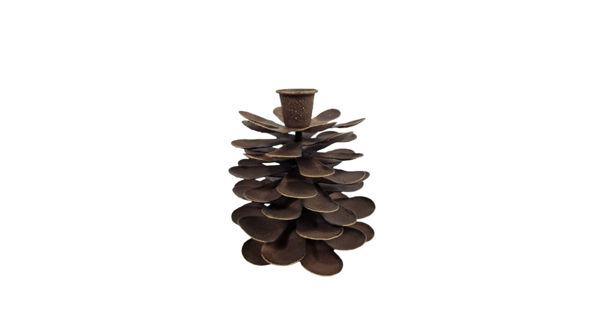 Kandelaar pinecone l roest metaal 11x11x12cm