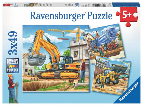 Puzzle Ravensburger duże pojazdy budowlane - 3x49 elementów - puzzle dla dzieci