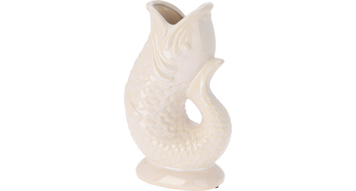 Vaas vis keramiek met open mond wit 16x9.7x26.5cm