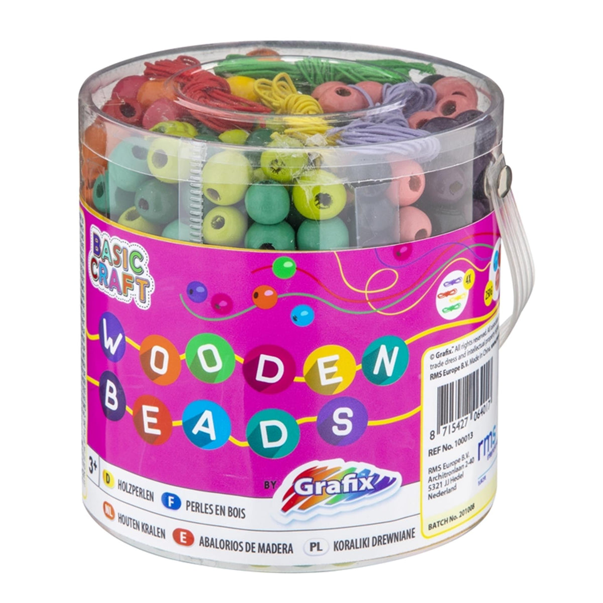 Wiadro z drewnianymi koralikami, 250gr.
