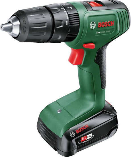 Wiertarko-wkrętarka udarowa akumulatorowa Bosch Home and Garden 06039D810C 18 V 1,5 Ah Li-Ion zaw. akumulator akumulator, w tym. ładowarka, w tym. sprawa,