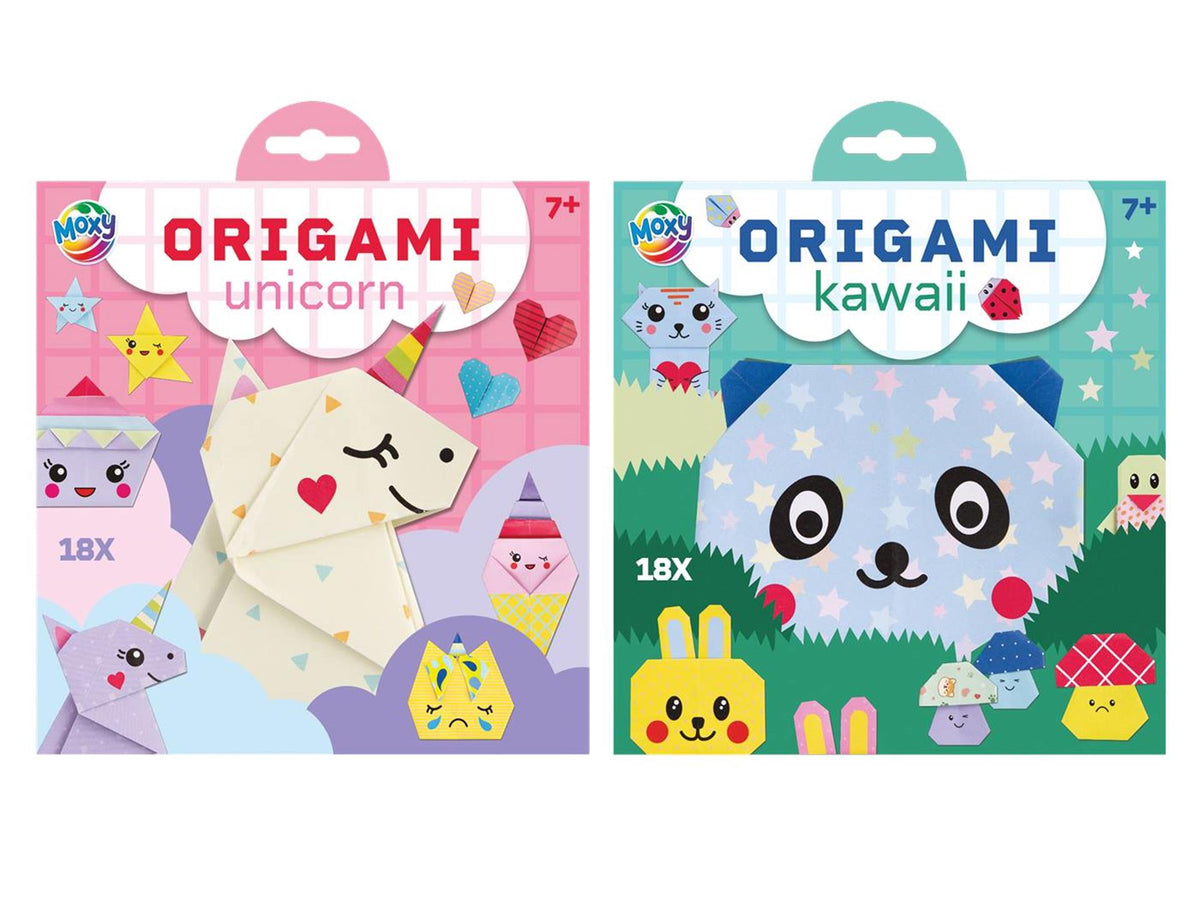Moxy origami 19,5x19,5cm vellen 2 assorti unicorn kawaii